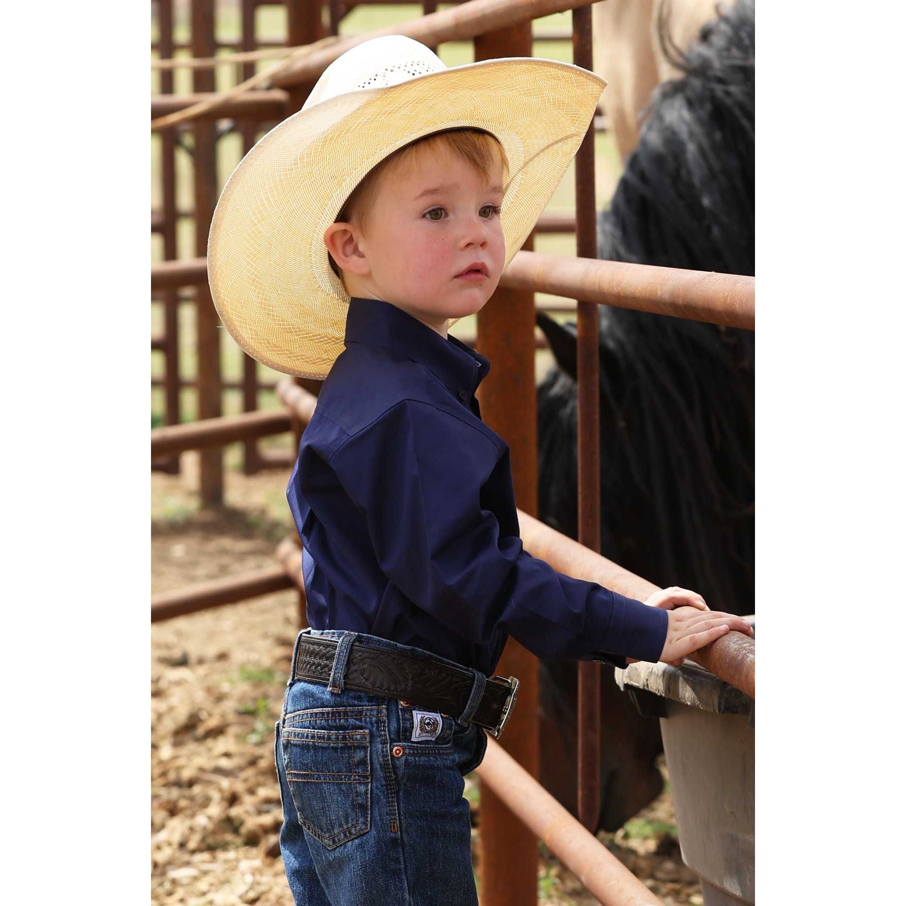 Boy's Cinch Infant Solid Royal Blue Button Down Shirt MTW7062412