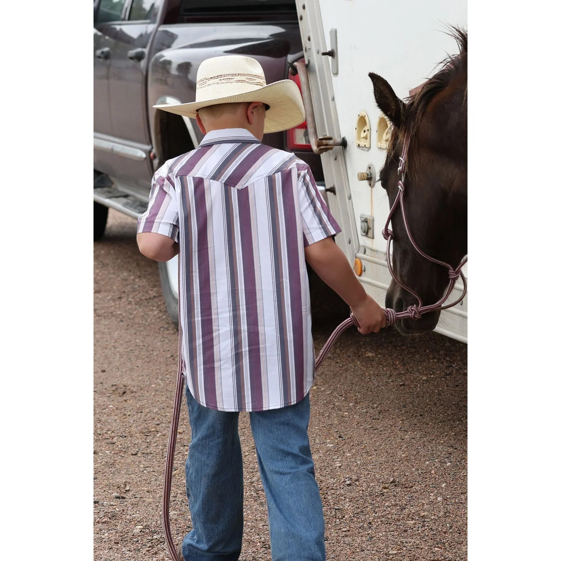 Boy's Cinch Short Sleeve Striped Snap Shirt MTW7171002