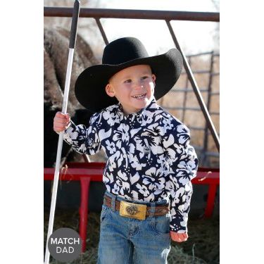 Boy's Cinch Toddler Hibiscus Print Button-Down Western Shirt MTW7061366 - Crazy House Western Wear