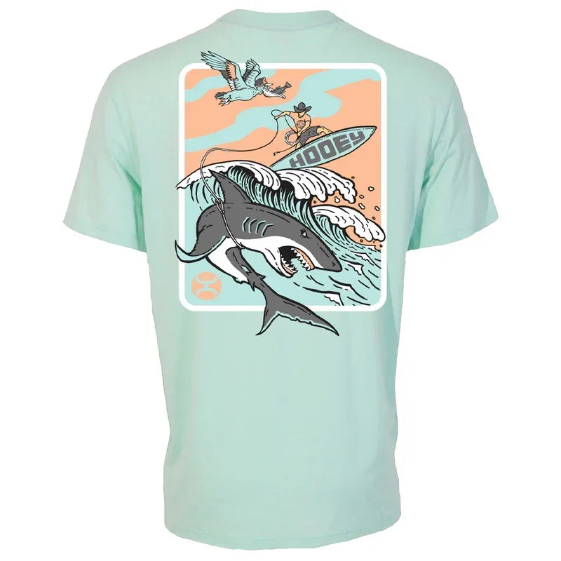 Boy's Hooey "Cowboy Surf" Aqua with Multi-color Shark Logo T-shirt HT2676AQ-Y
