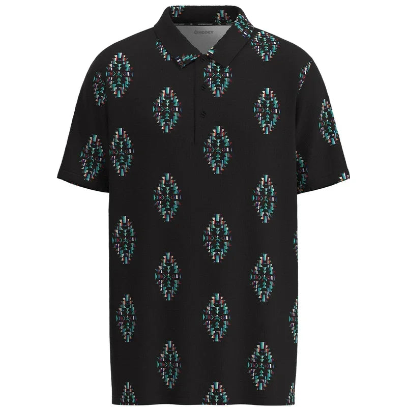 Boy's Hooey "The Weekender" Black with Turquoise Aztec Polo HP034BKAZ-Y - Crazy House Western Wear