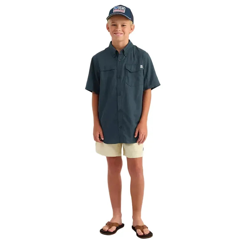 Boy's Huk Sea Storm Tide Point Short Sleeve Button Down Shirt H7150002-408