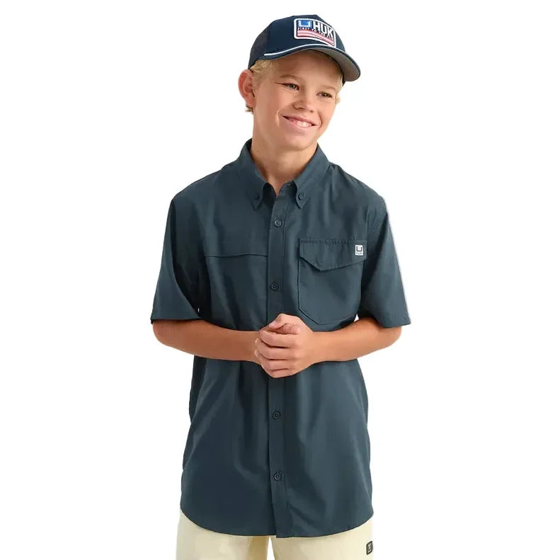 Boy's Huk Sea Storm Tide Point Short Sleeve Button Down Shirt H7150002-408