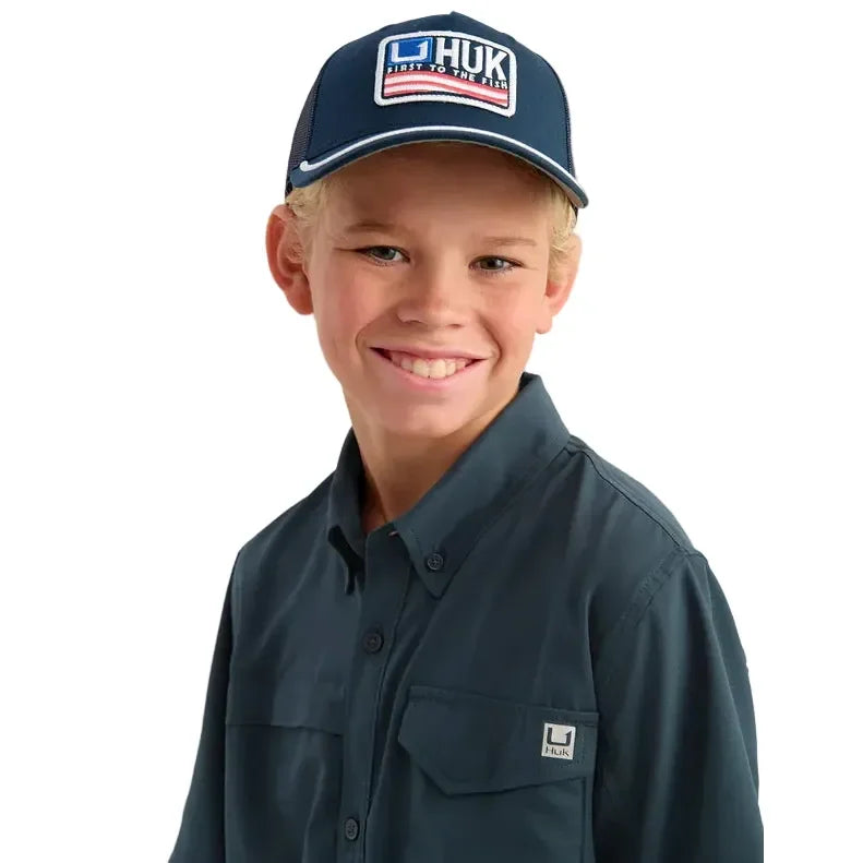 Boy's Huk Sea Storm Tide Point Short Sleeve Button Down Shirt H7150002-408