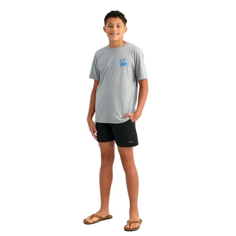 Boy's Huk Sharkskin Heather Kids Rodeo Bass T-shirt H7100119-062