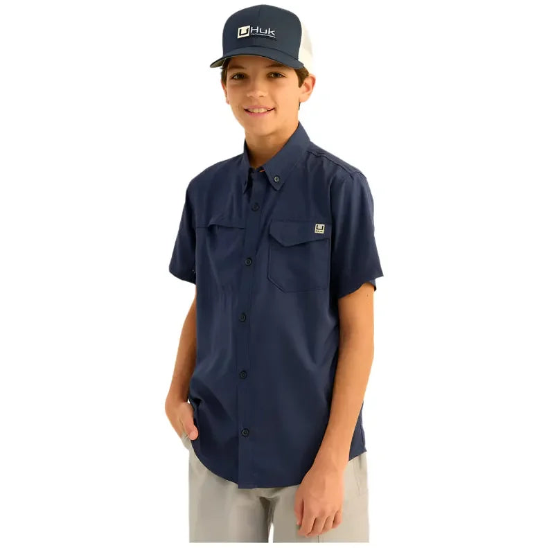 Boy's Huk Tide Point Short Sleeve Button Down H7150002-413 - Crazy House Western Wear