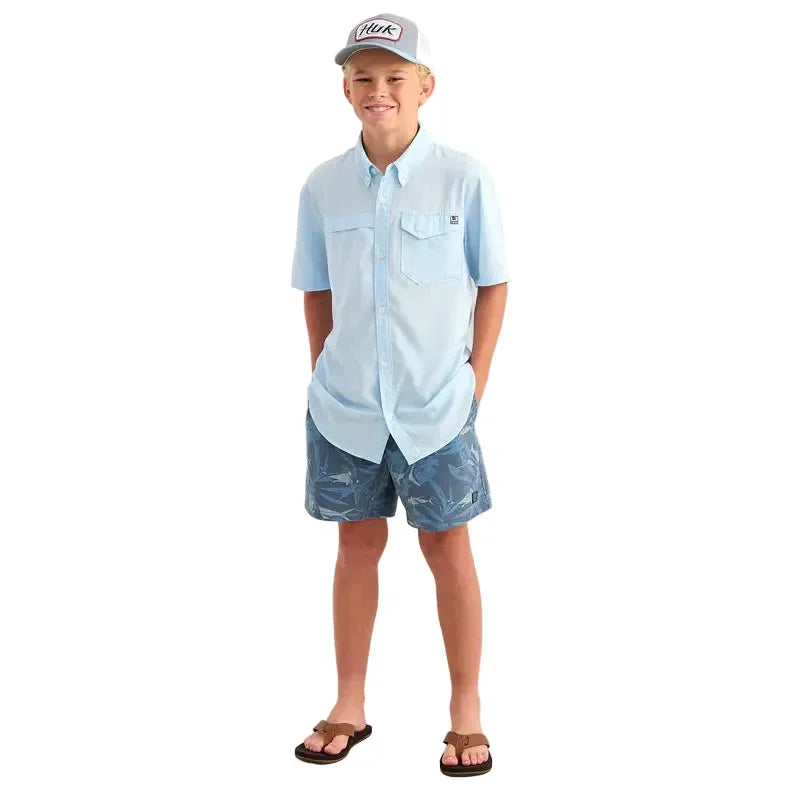 Boy's Huk Tide Point Short Sleeve Button Down Shirt H7150002-425