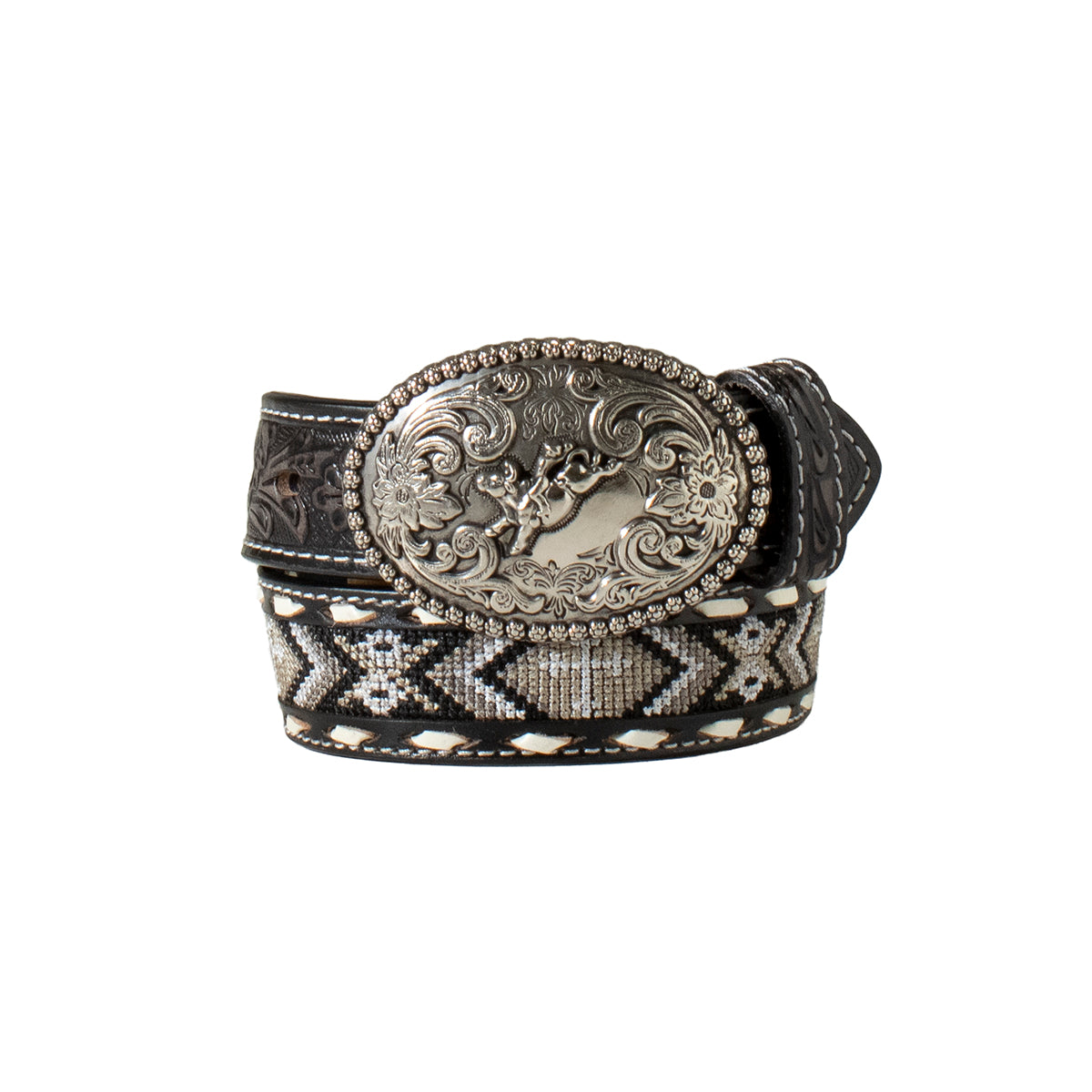 Boy's Nocona Black Genuine Leather Beaded Belt N4441601