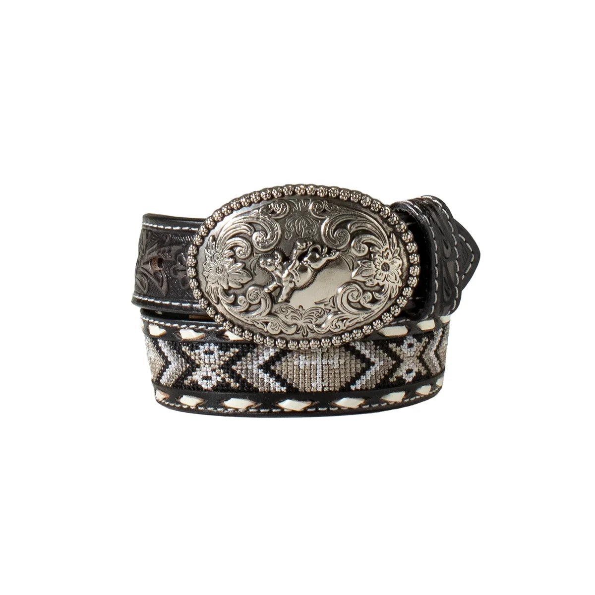 Boy's Nocona Black Genuine Leather Beaded Belt N4441601