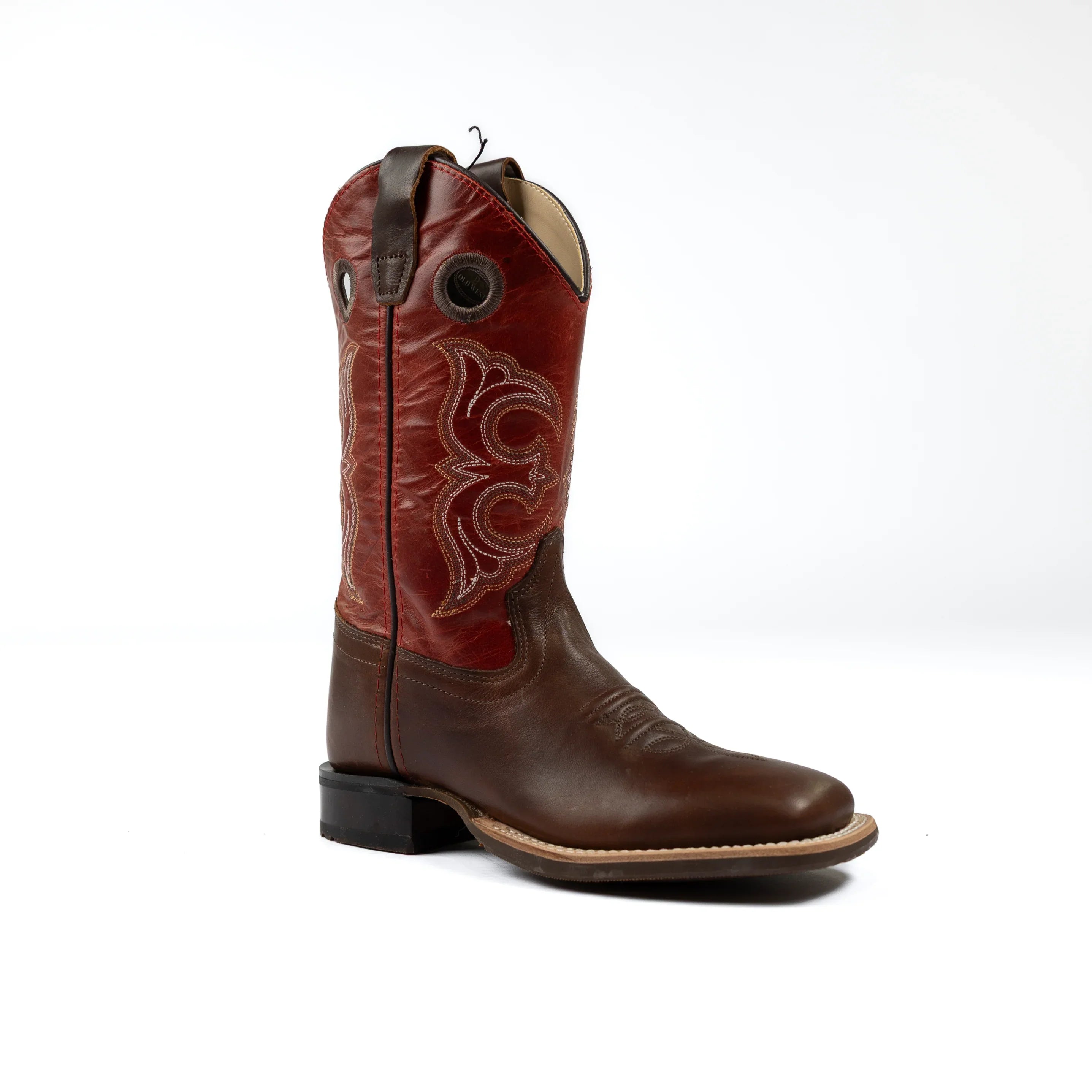 Boy's Old West Red Leather Broad Square Toe Boots BSY1999