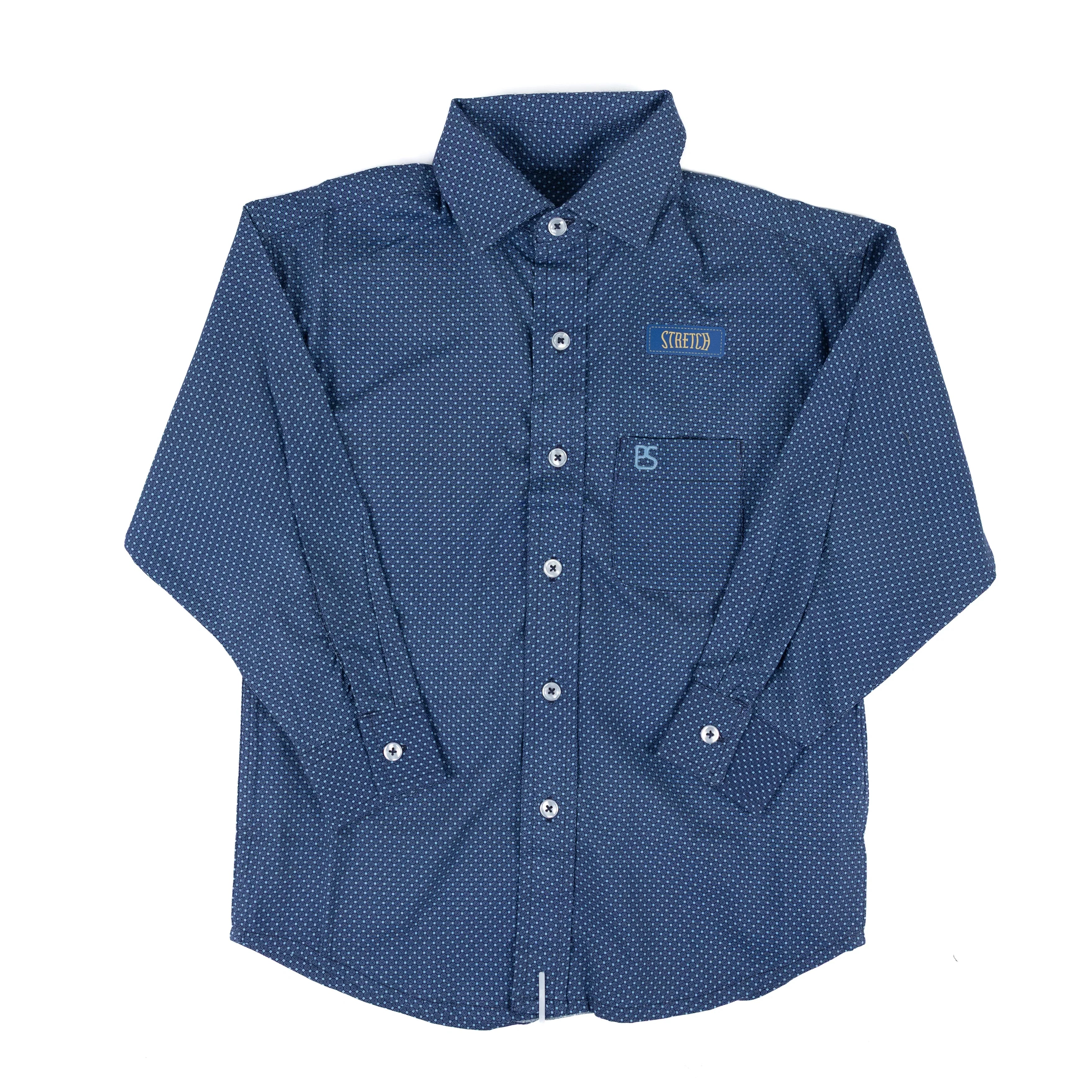 Boy's Panhandle Long Sleeve Blue Button Up Shirt SBB2S08279