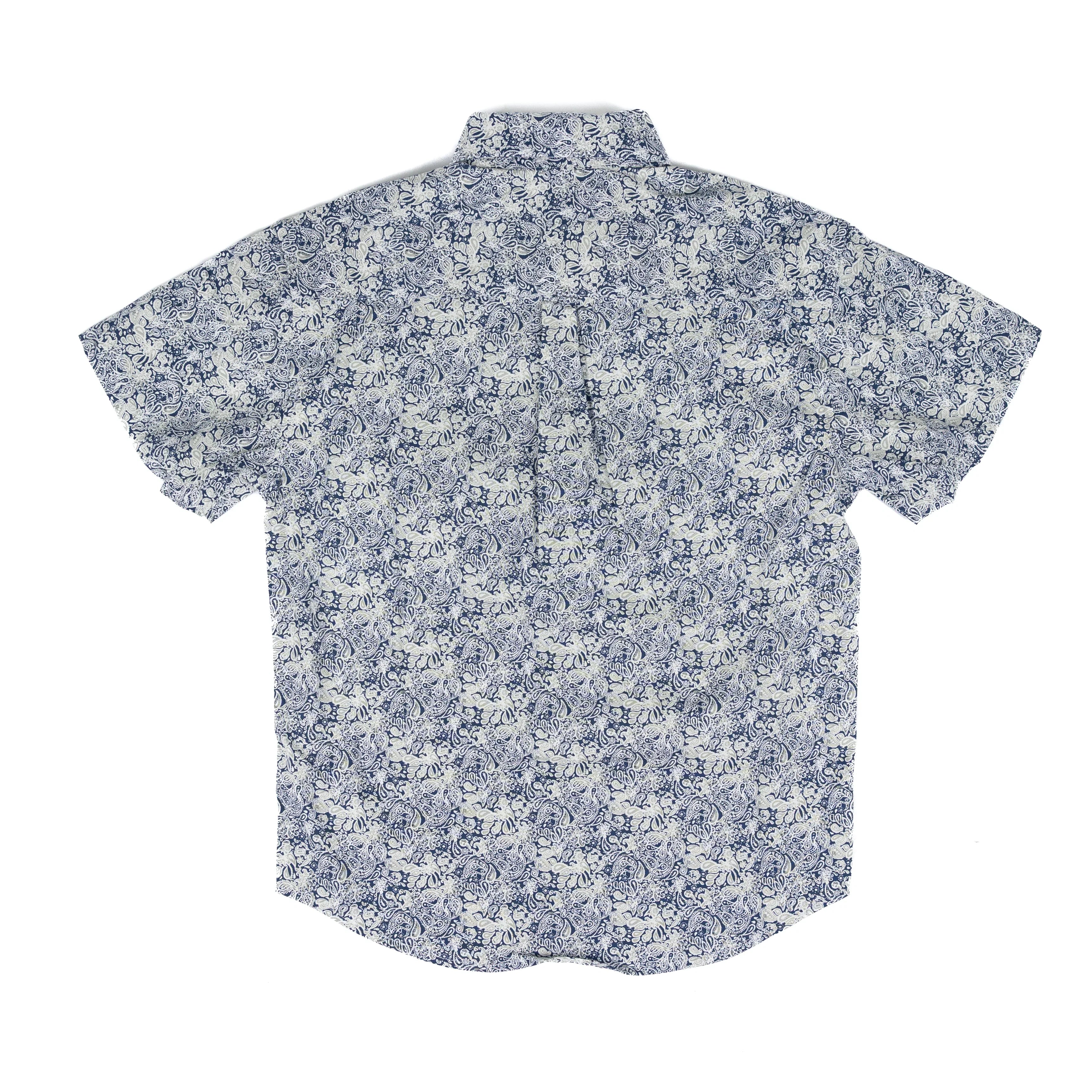 Boy's Panhandle Short Sleeve Blue Paisley Print Button Up Shirt SBB3S08968