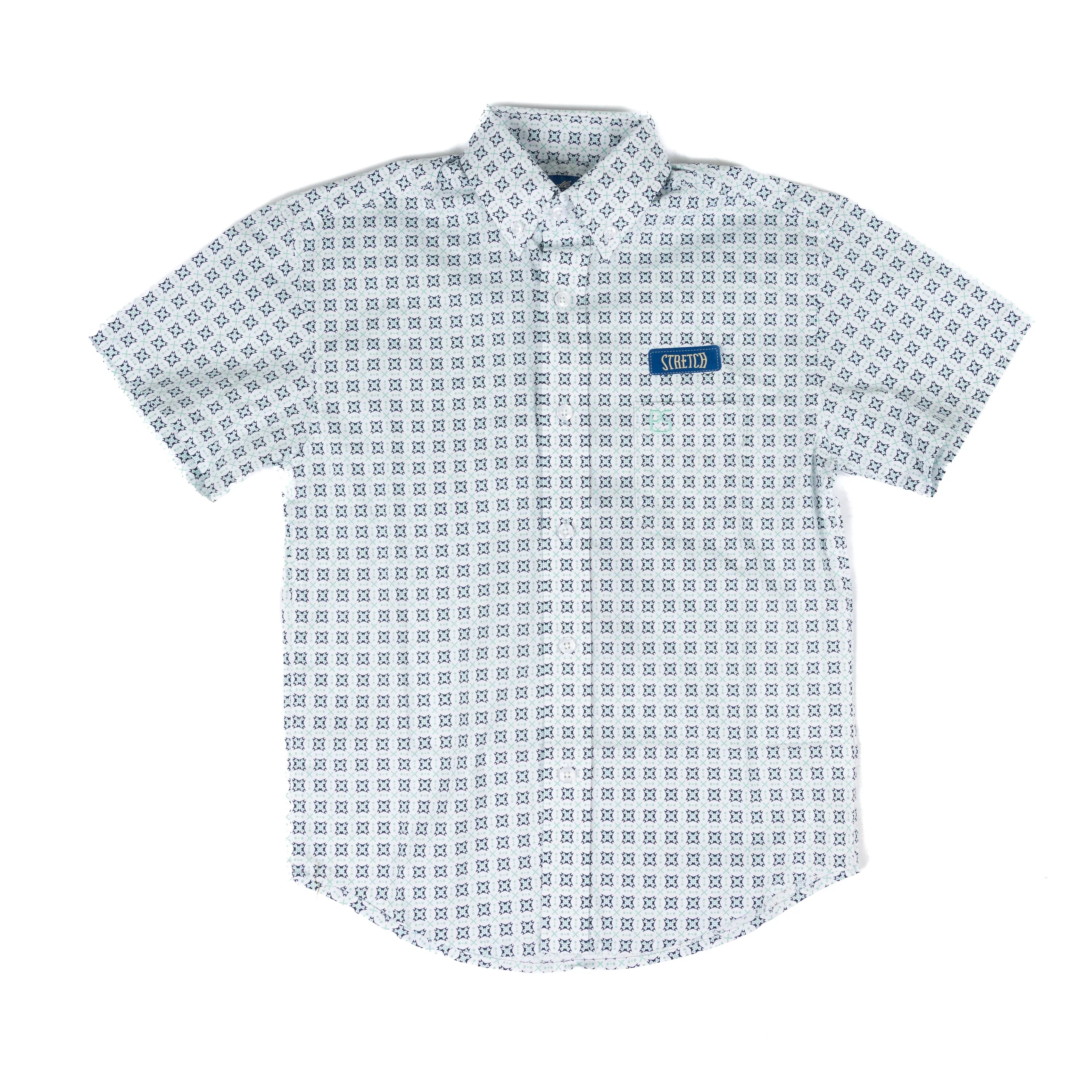 Boy's Panhandle Short Sleeve Geometric Print Button Down Shirt SBB3S08965
