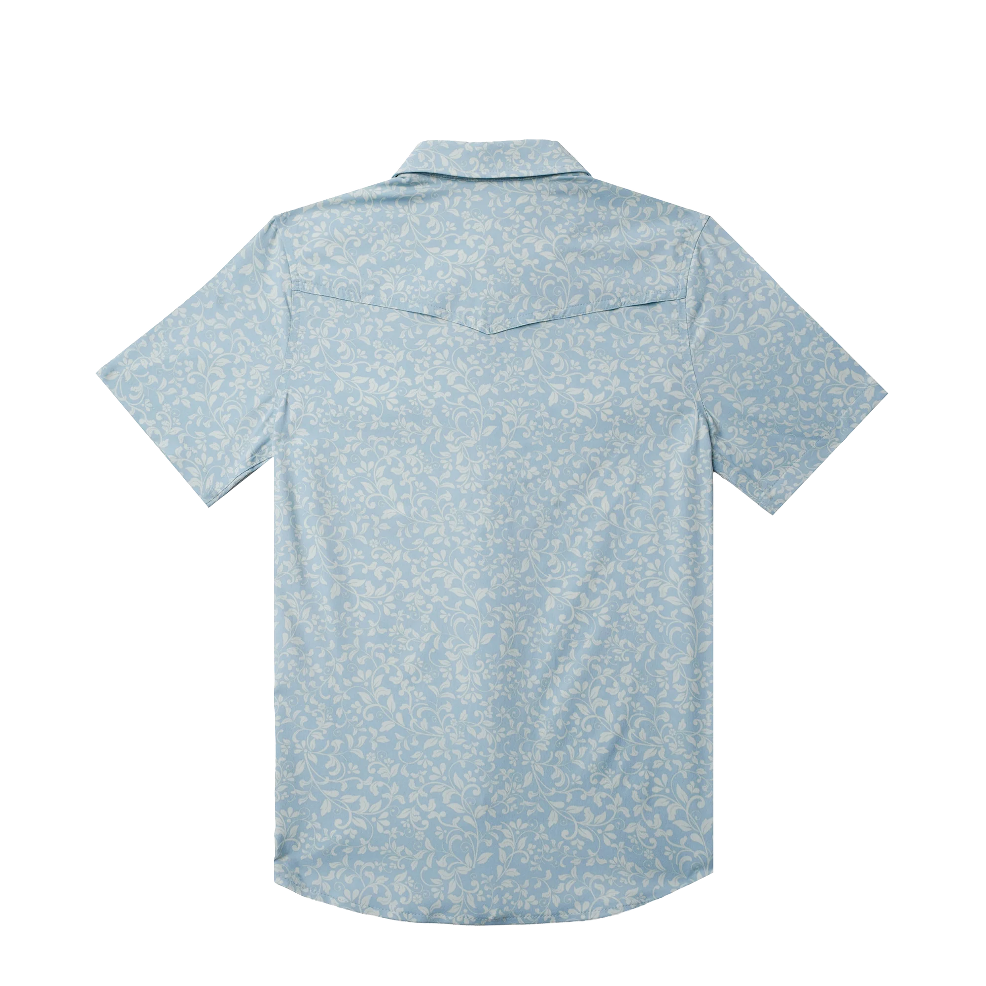 Boy's Poncho "The Alma" Blue Short Sleeve Floral Print Snap Shirt