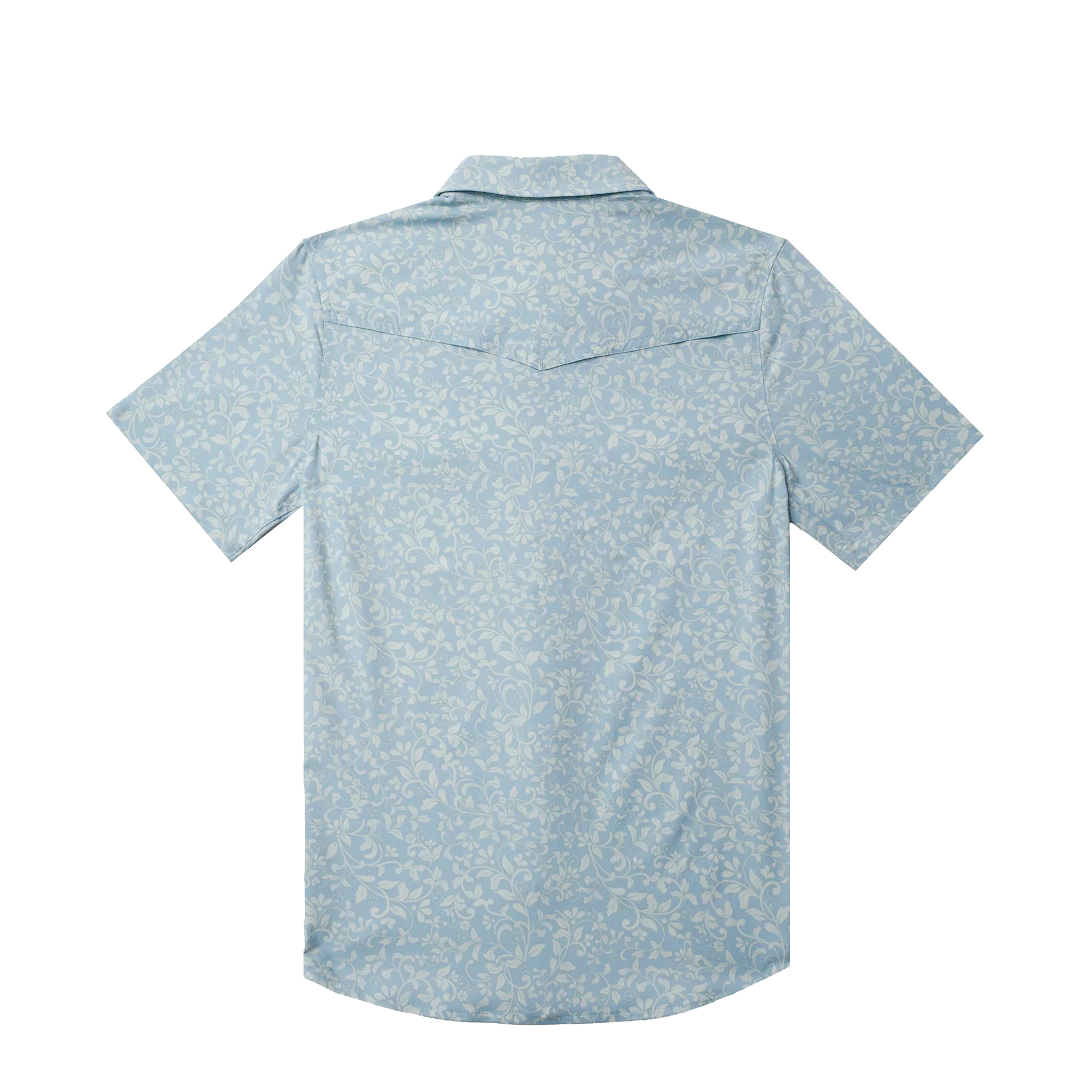 Boy's Poncho "The Alma" Blue Short Sleeve Floral Print Snap Shirt