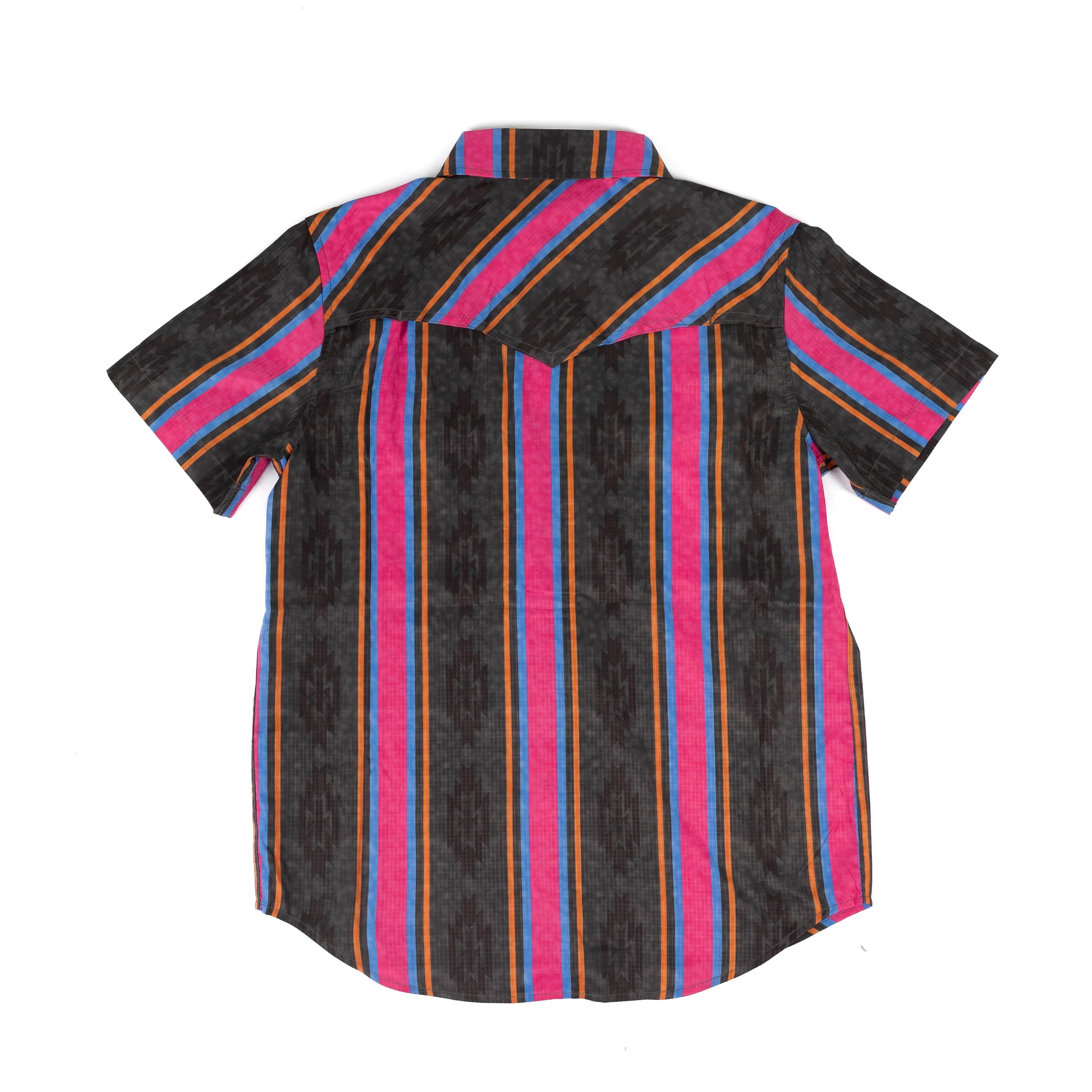 Boy's Rock and Roll Aztec Striped tek Short Sleeve Snap Shirt BBN3S08684