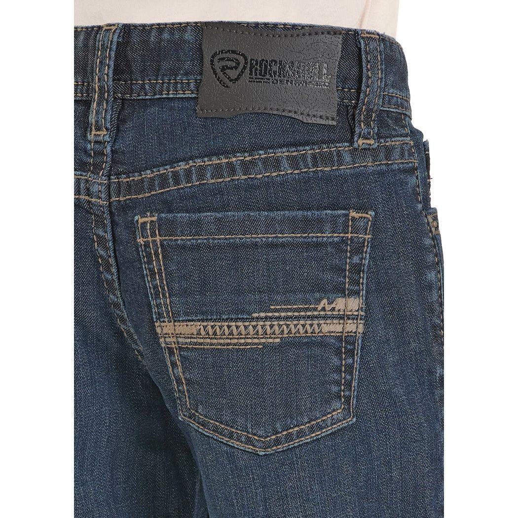 Boy's Rock and Roll Denim Bootcut Regular Fit Dark Wash Jeans BB0BD08579