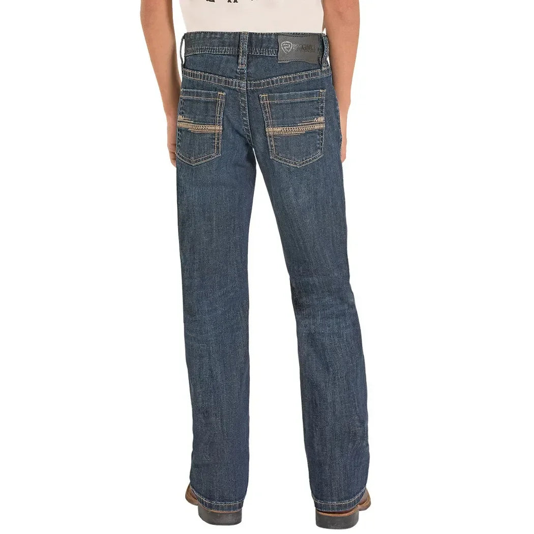 Boy's Rock and Roll Denim Bootcut Regular Fit Dark Wash Jeans BB0BD08579