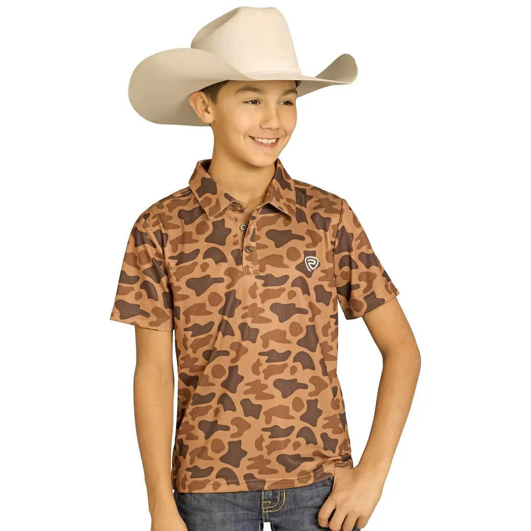 Boy's Rock and Roll Denim Camo Polo Shirt BB51T07687