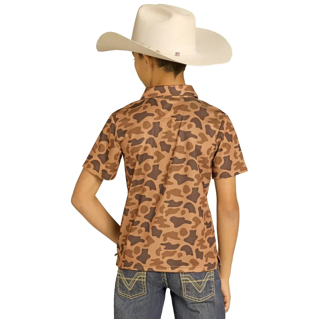 Boy's Rock and Roll Denim Camo Polo Shirt BB51T07687