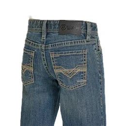 Boy's Rock and Roll Denim Ladder Stitch Embroidered Bootcut BB0BD08050