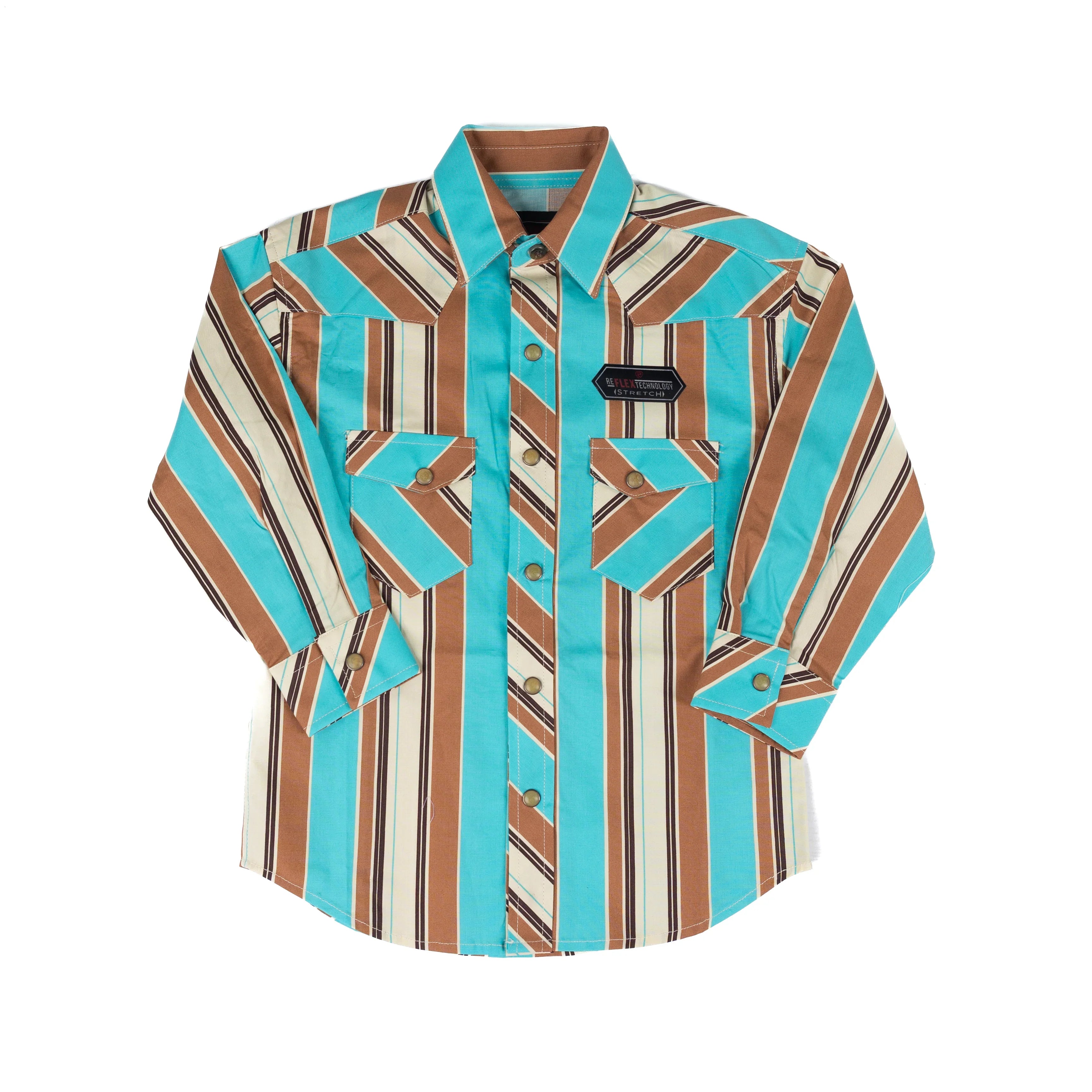 Boy's Rock and Roll Denim Long Sleeve Striped Snap Shirt BBN2S08652