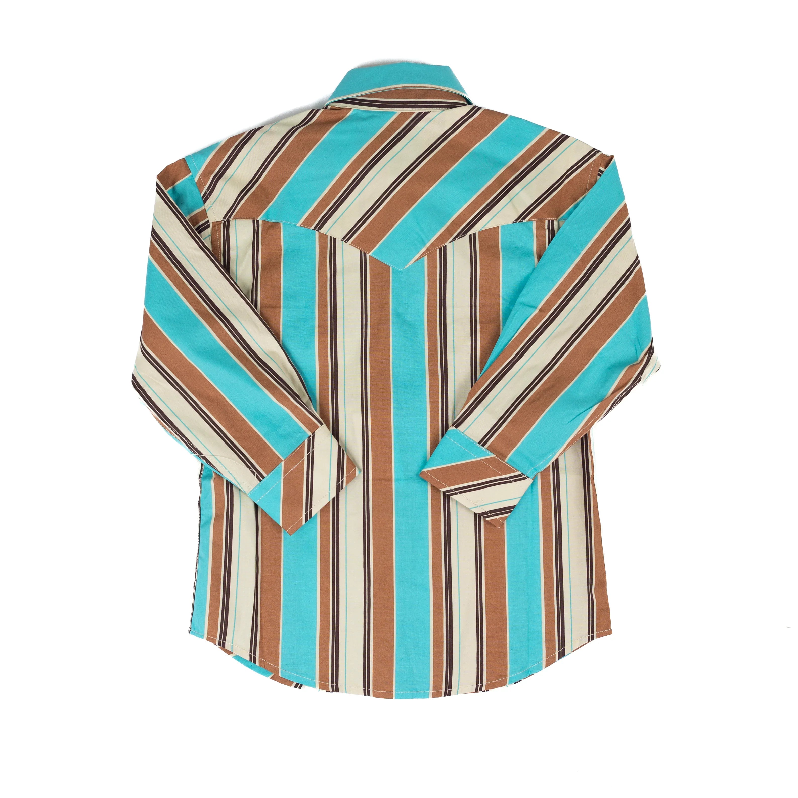 Boy's Rock and Roll Denim Long Sleeve Striped Snap Shirt BBN2S08652