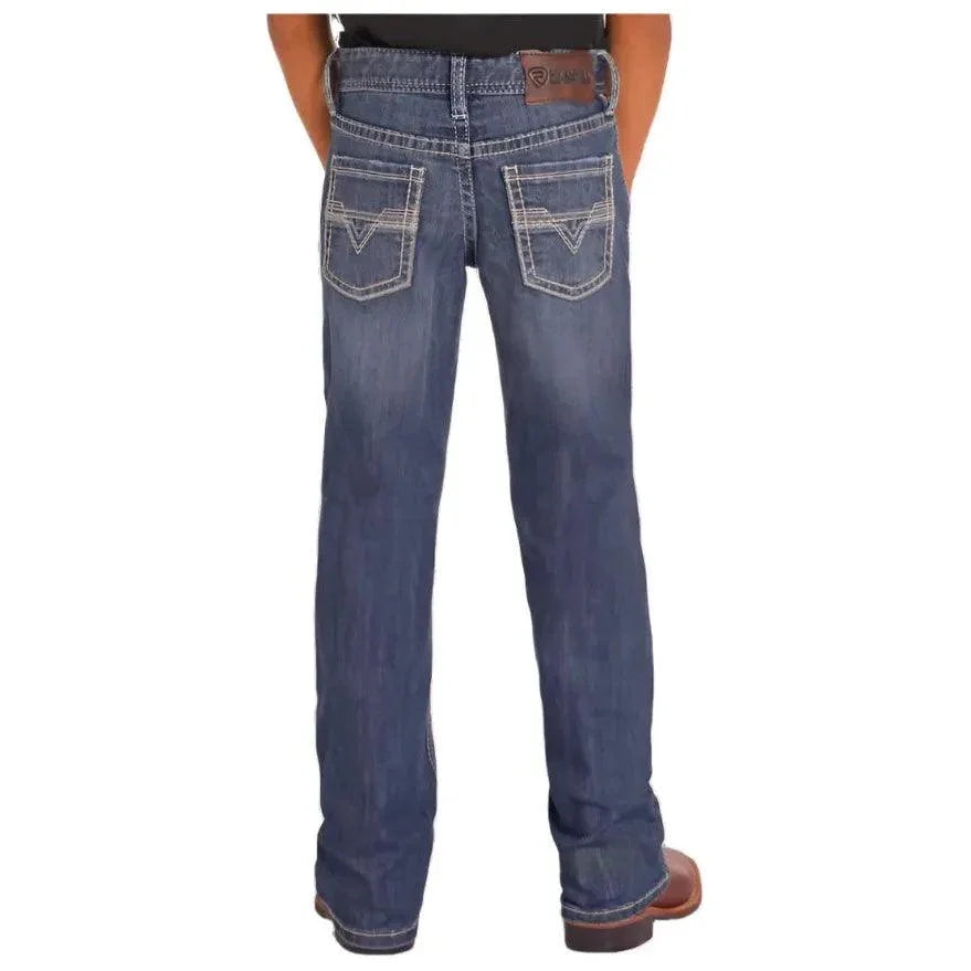 Boy's Rock and Roll Denim Regular Fit Two-Tone Stitch Bootcut Jeans BB0BD04971 - Crazy House Western Wear