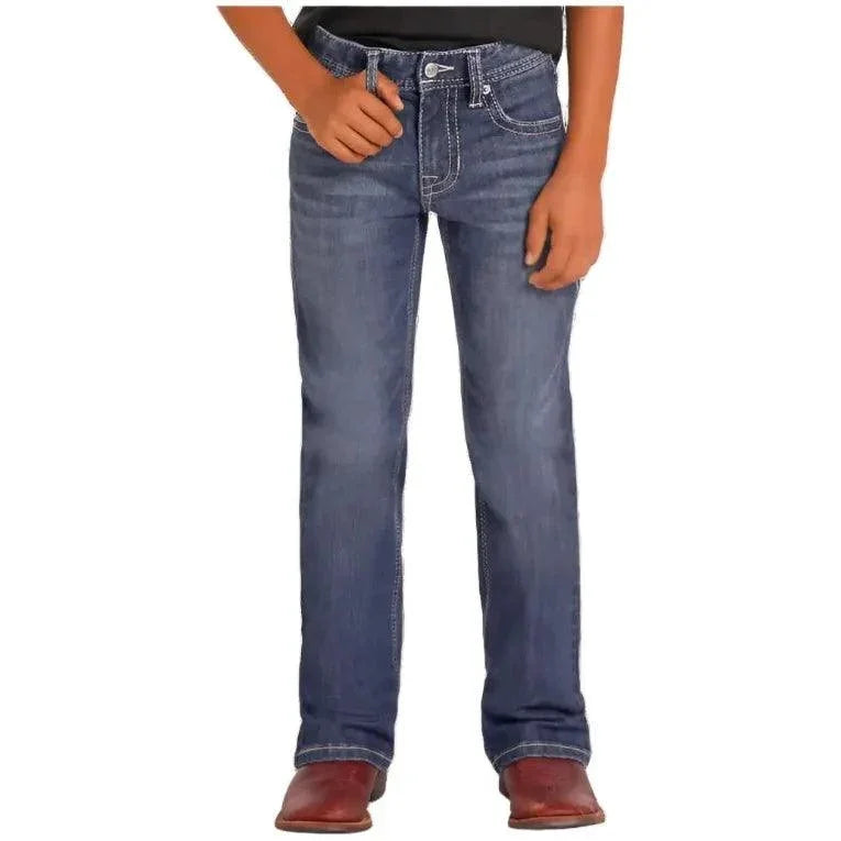 Boy's Rock and Roll Denim Regular Fit Two-Tone Stitch Bootcut Jeans BB0BD04971 - Crazy House Western Wear