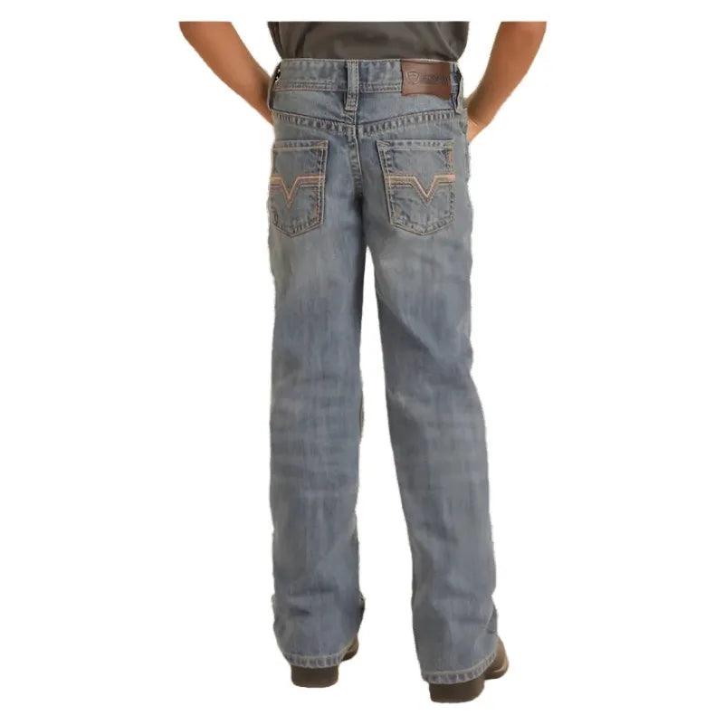 Boy's Rock and Roll Denim Rope V Relaxed Fit Bootcut Jeans BB0BD03656 - Crazy House Western Wear