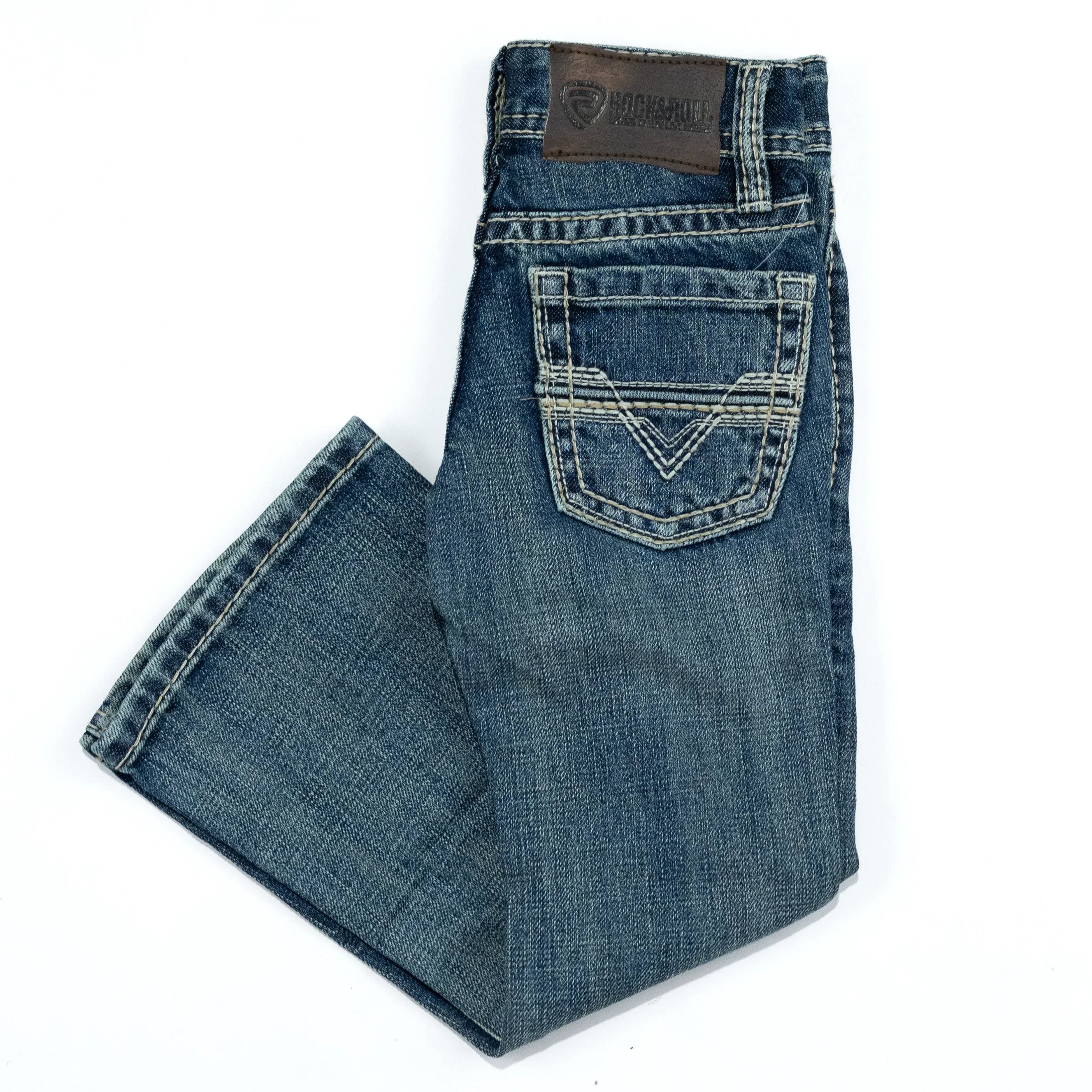 Boy's Rock & Roll Denim Two Tone Bootcut Jeans BB0BD07421 - Crazy House Western Wear