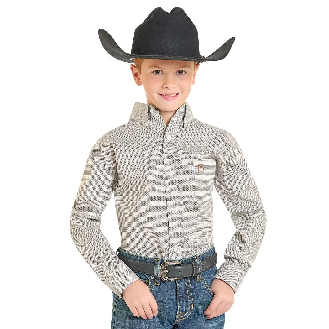 Boy's Rock and Roll Geometric Long Sleeve Button Shirt SBB2S07412