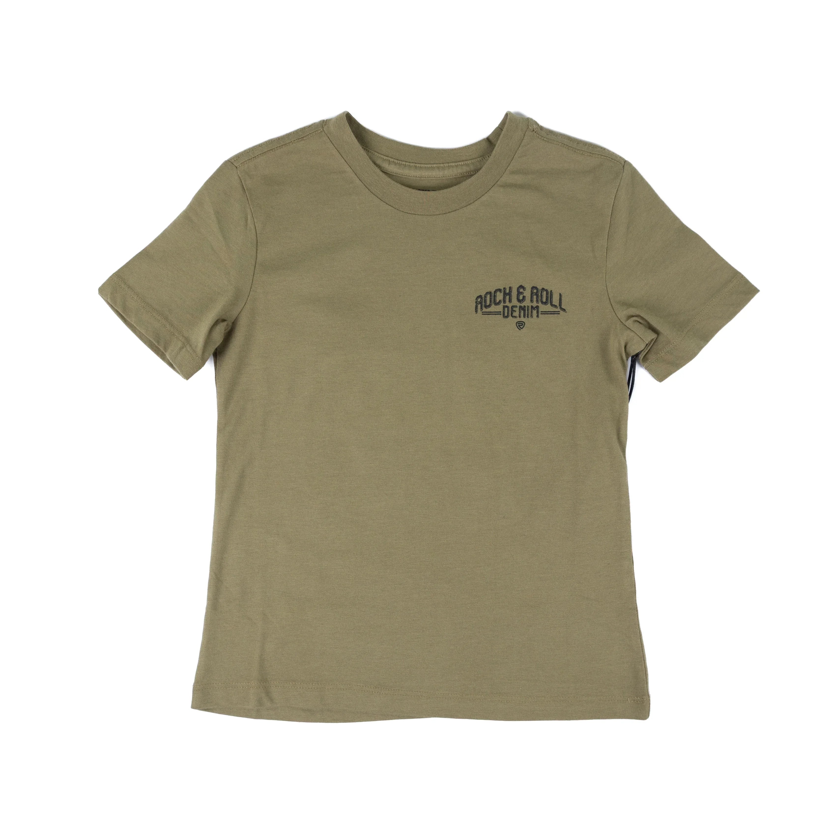 Boy's Rock and Roll Olive Short Sleeve Truck Graphic Printed T-shirt BB21T08603