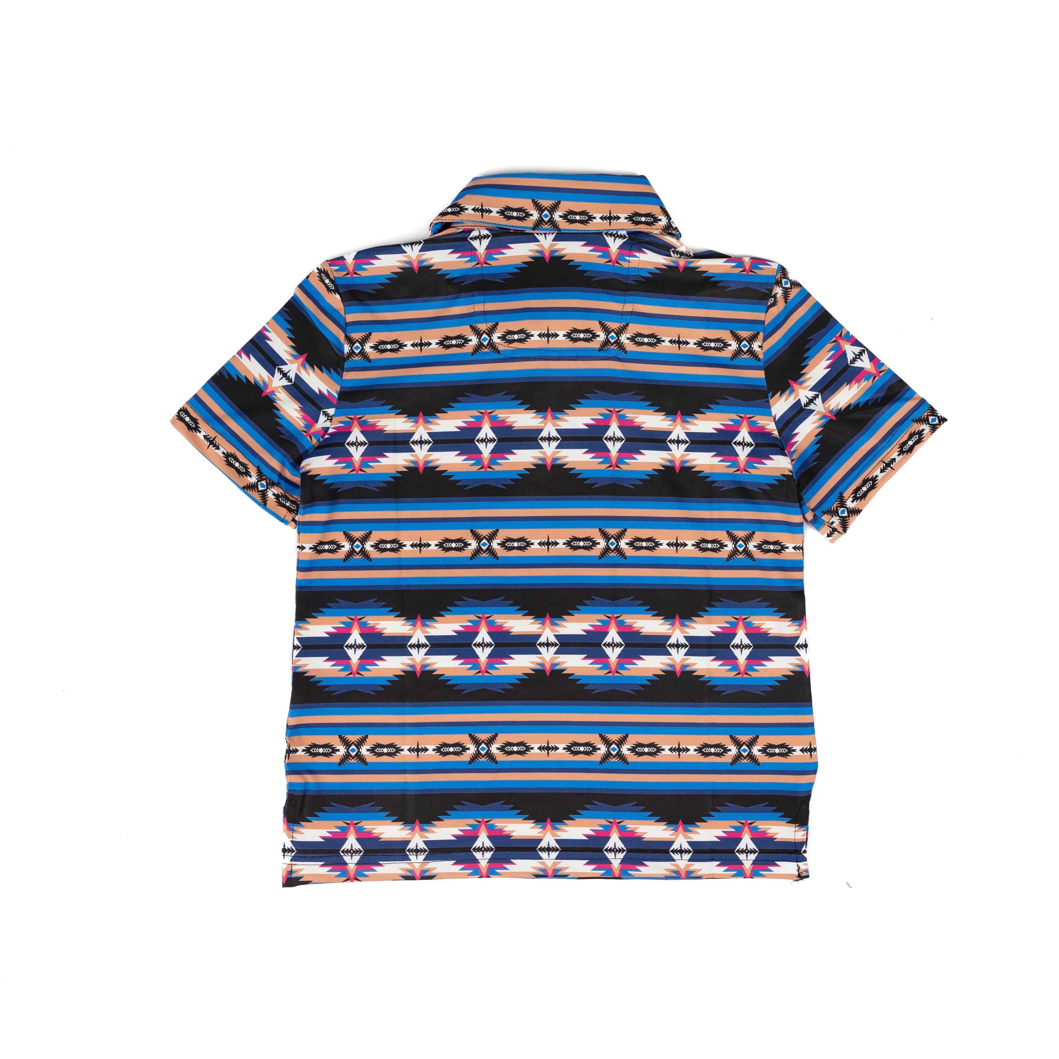Boy's Rock and Roll Royal Blue Aztec Print Polo BB51T08722