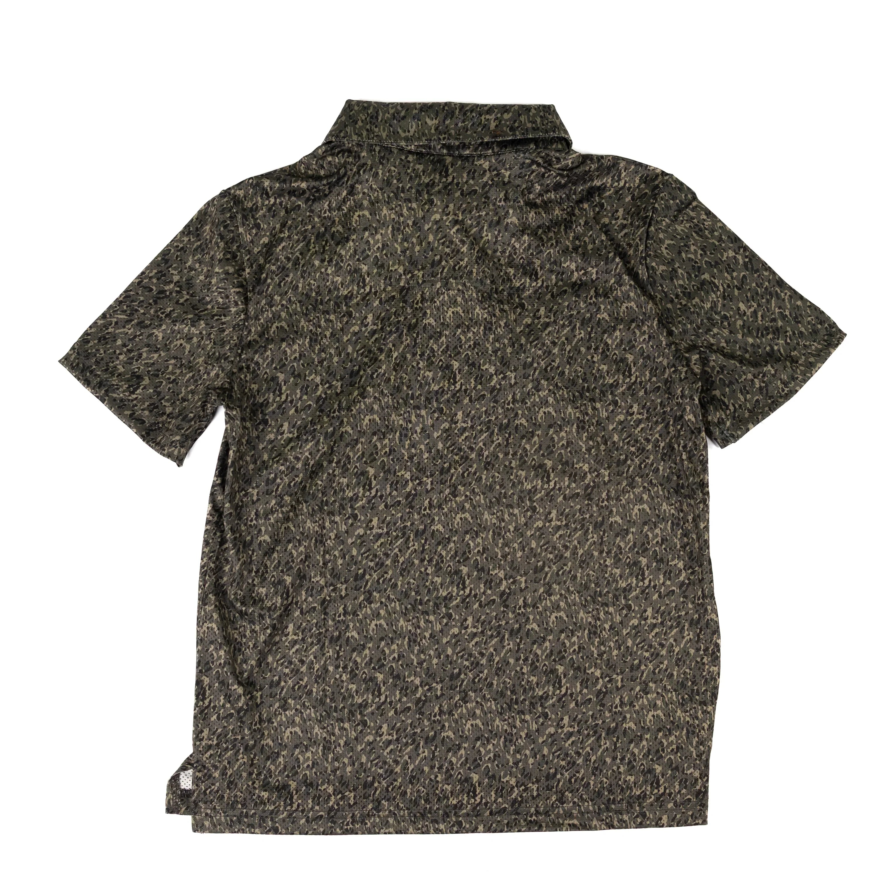 Boy's Rock and Roll Short Sleeve Dark Green Camo Printed Polo BB51T08739