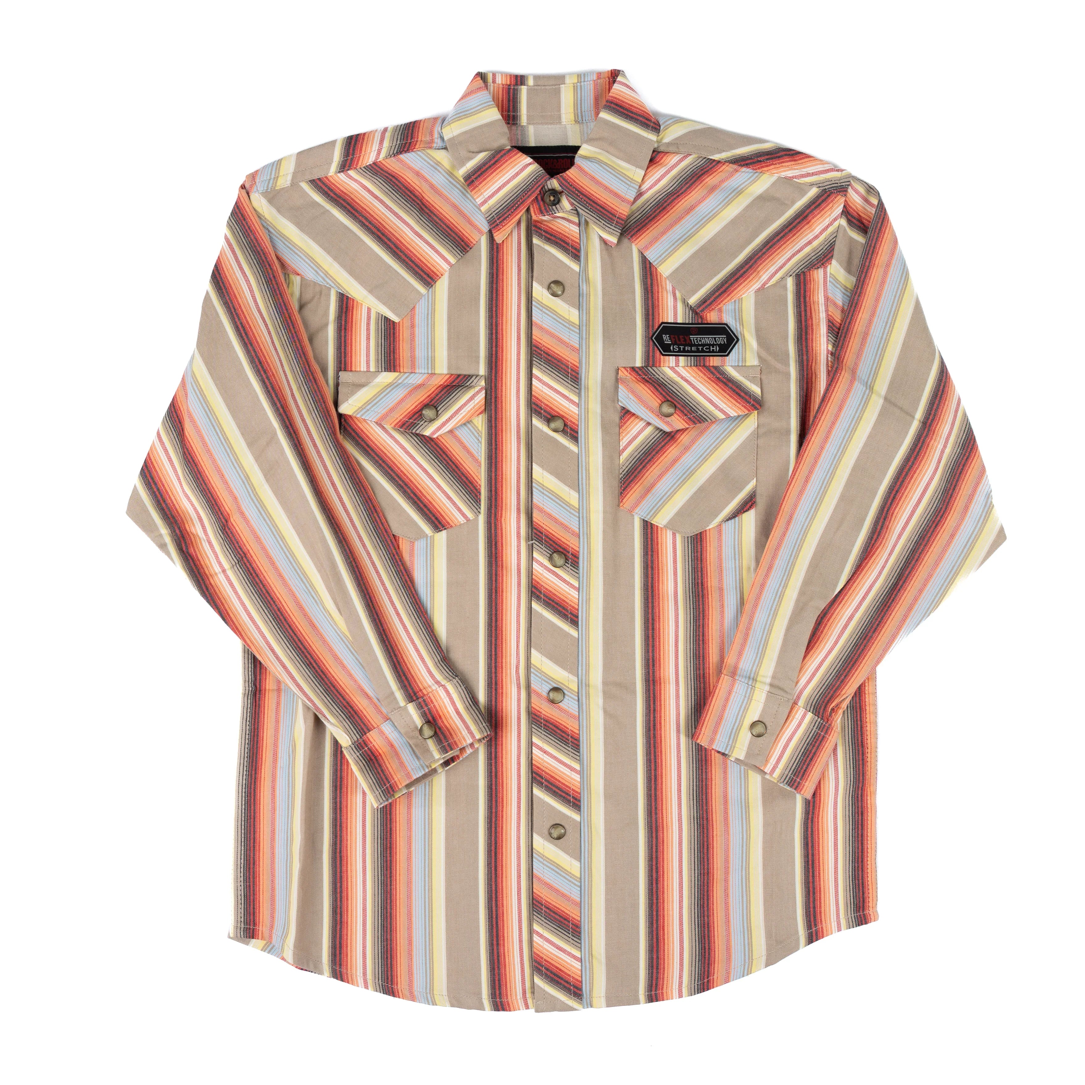 Boy's Rock and Roll Vintage Stripe Printed Snap Shirt BBN2S08309