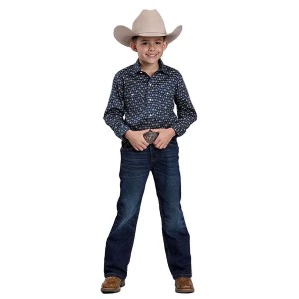 Boy's Roper Long Sleeve Amarillo Poplin Paisley Snap Shirt 03-030-0225-1102