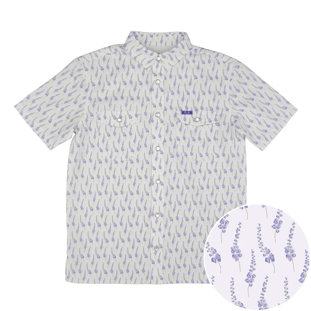 Boy's SanJac Short Sleeve Lone Star Bloom Performance Pearl Snap Shirt YTH-SS-BLBON