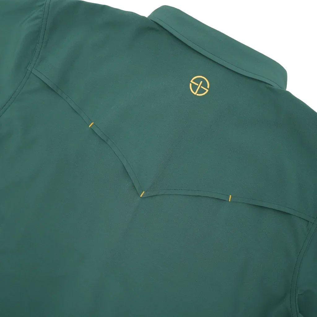 Boy's SanJac Short Sleeve Master's Green Performance Pearl Snap Shirt YTH-SS-MAST