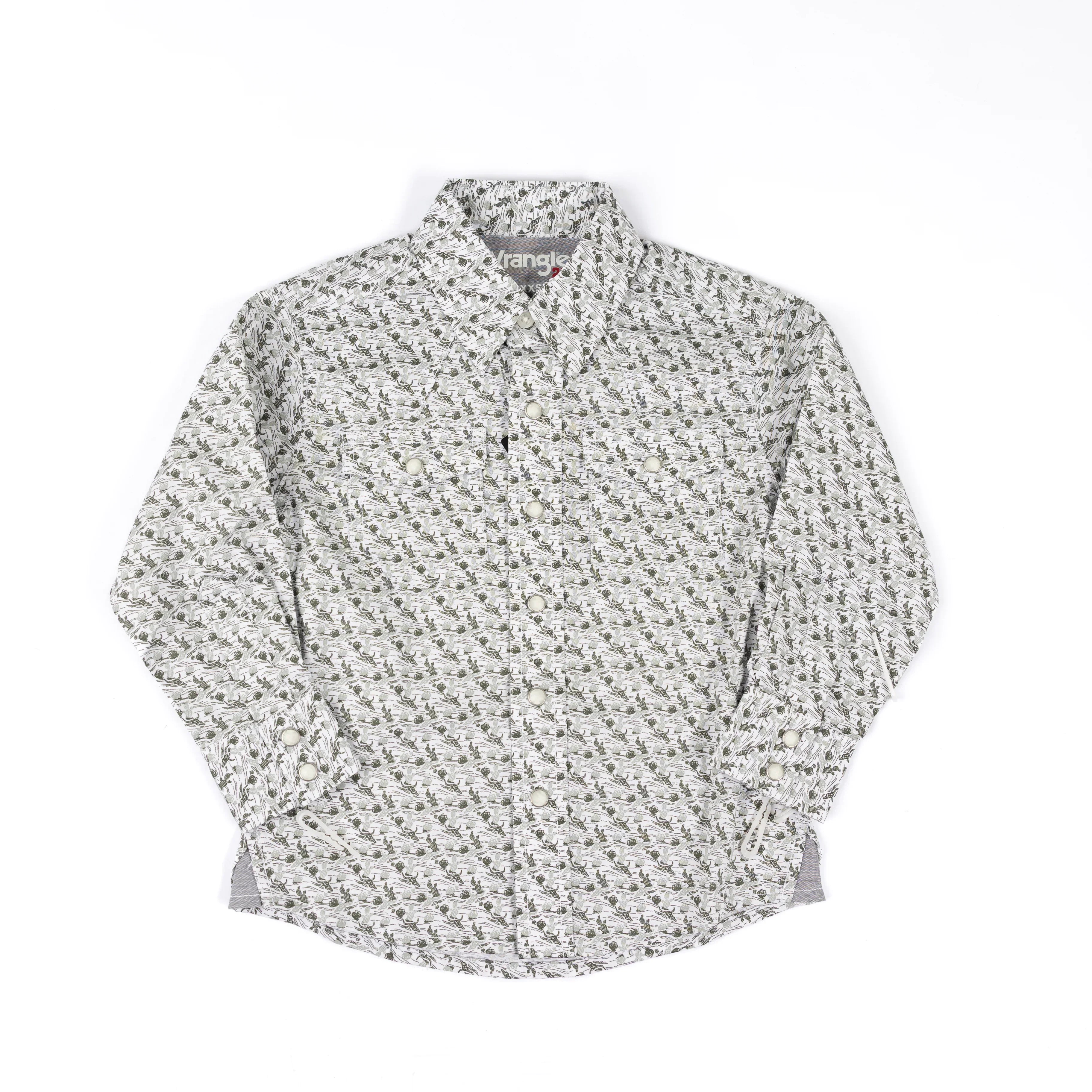 Boy's Wrangler 20X Advanced Comfort Long Sleeve Green/White Shirt 112374377