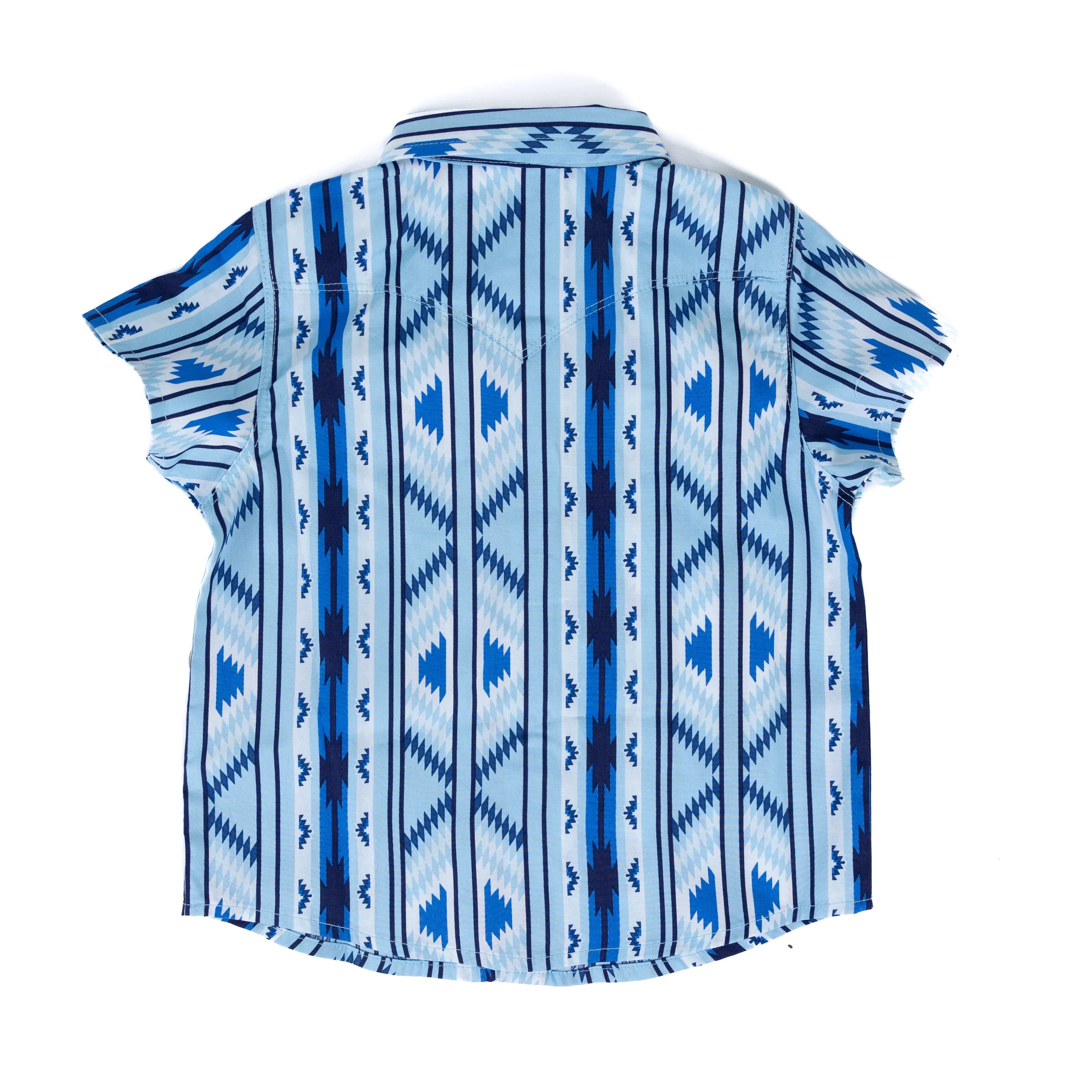 Boy's Wrangler Baby Boy Blue Aztec Print Snap Shirt 112378883