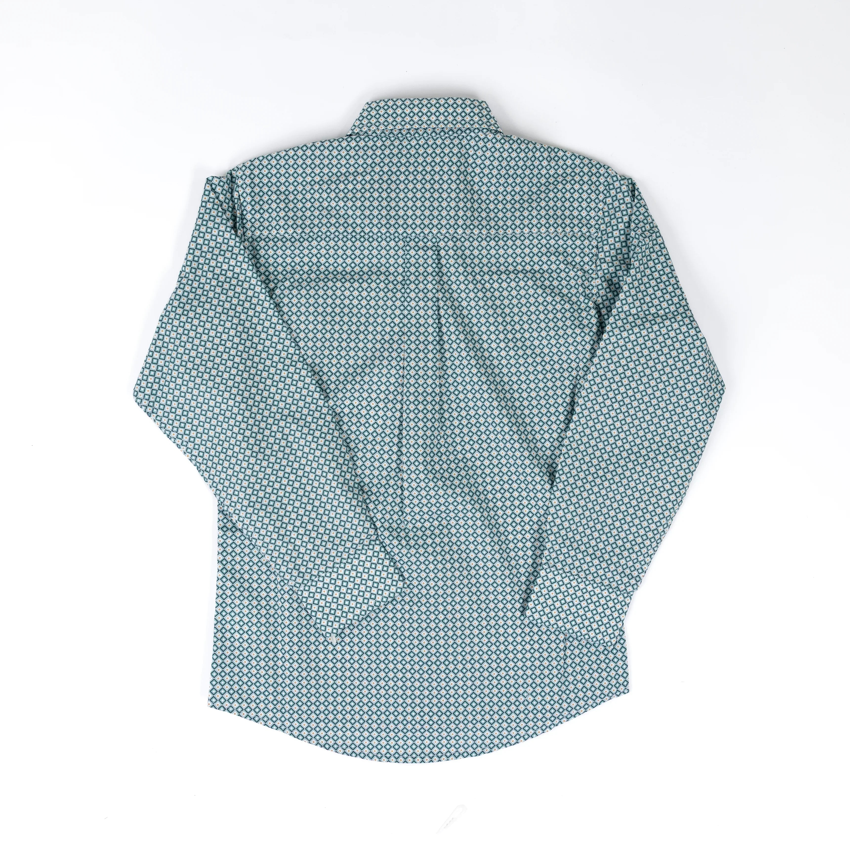 Boy's Wrangler Classic Turquoise Print Button Up Shirt 112374801