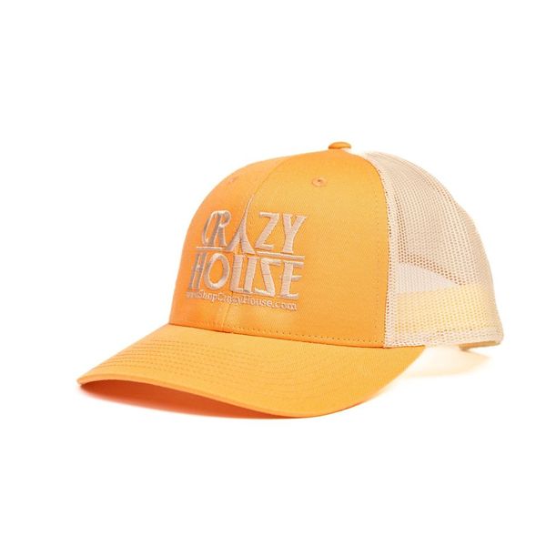 Peach Snapback with Cream Crazy House Stitching - Crazy House Western Wear