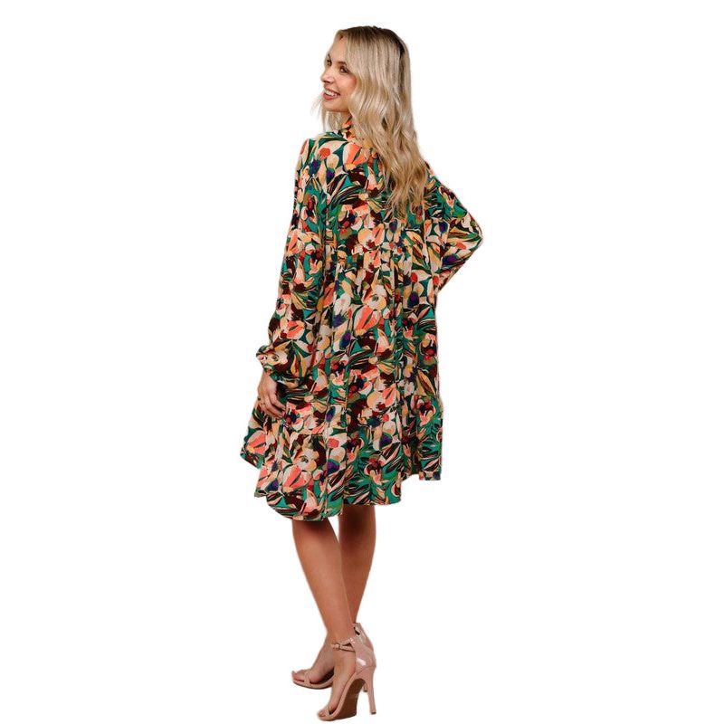 Women's Plus Collared Floral Dress with Ruffle HD7160AX