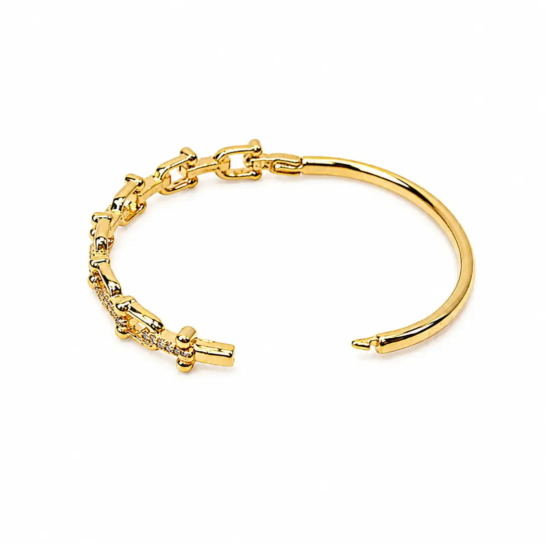 Women's West & Co 18K Gold Plated Link and Stud Bangle WC-BR17G