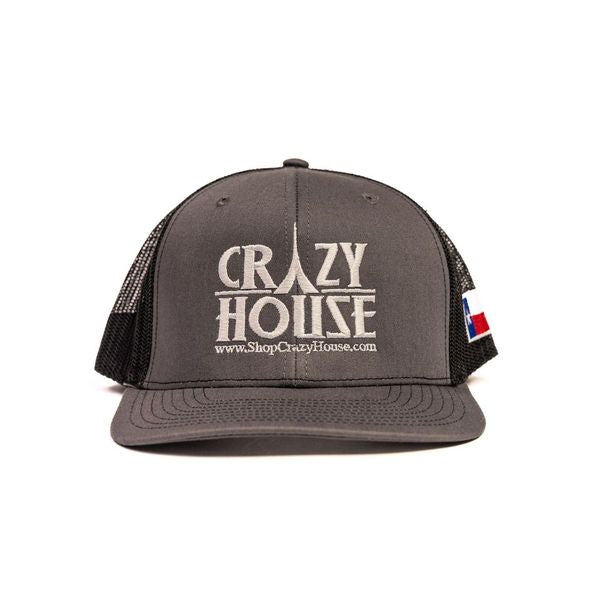 Charcoal and Black Snapback with Crazy House Stitching - Crazy House Western Wear