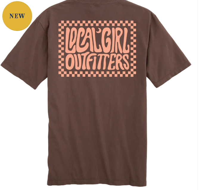 Local Girl Women's Espresso Checkered Charm T-shirt L5100046-ESO