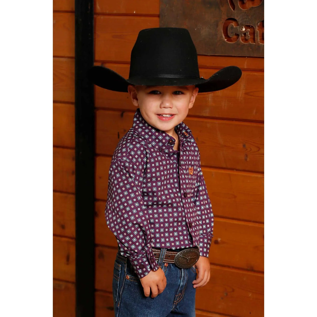 Cinch Infant Geometric Purple Long Sleeve Printed Shirt MTW7062390