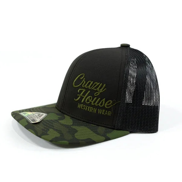 Crazy House Black and Camo Mesh Snapback Cap