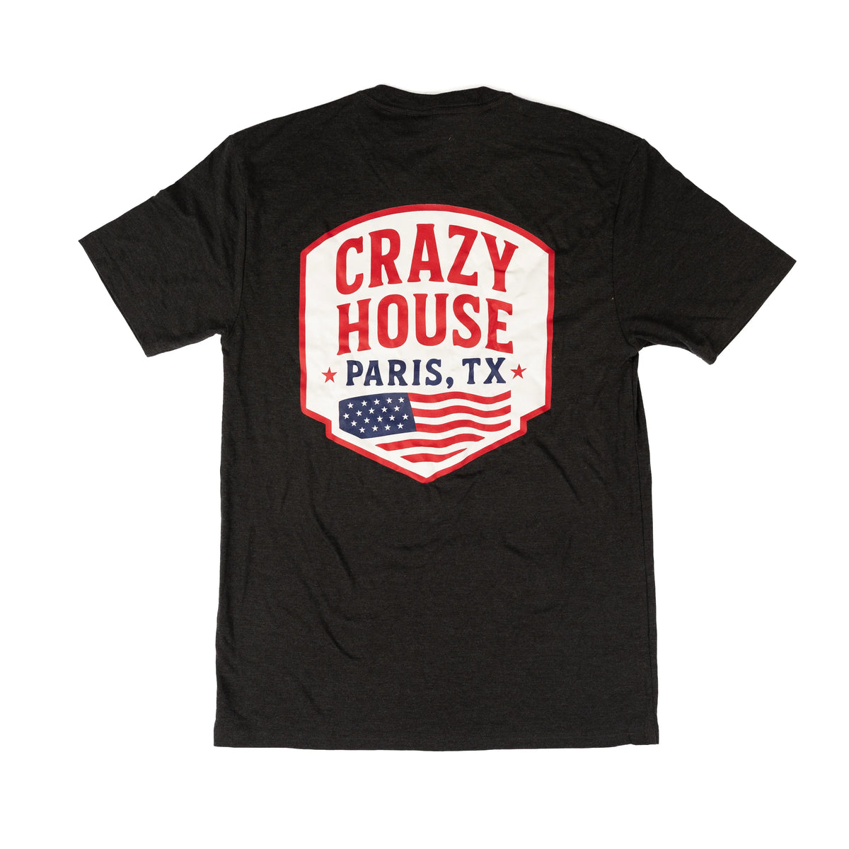 Crazy House Black T-shirt with American Flag